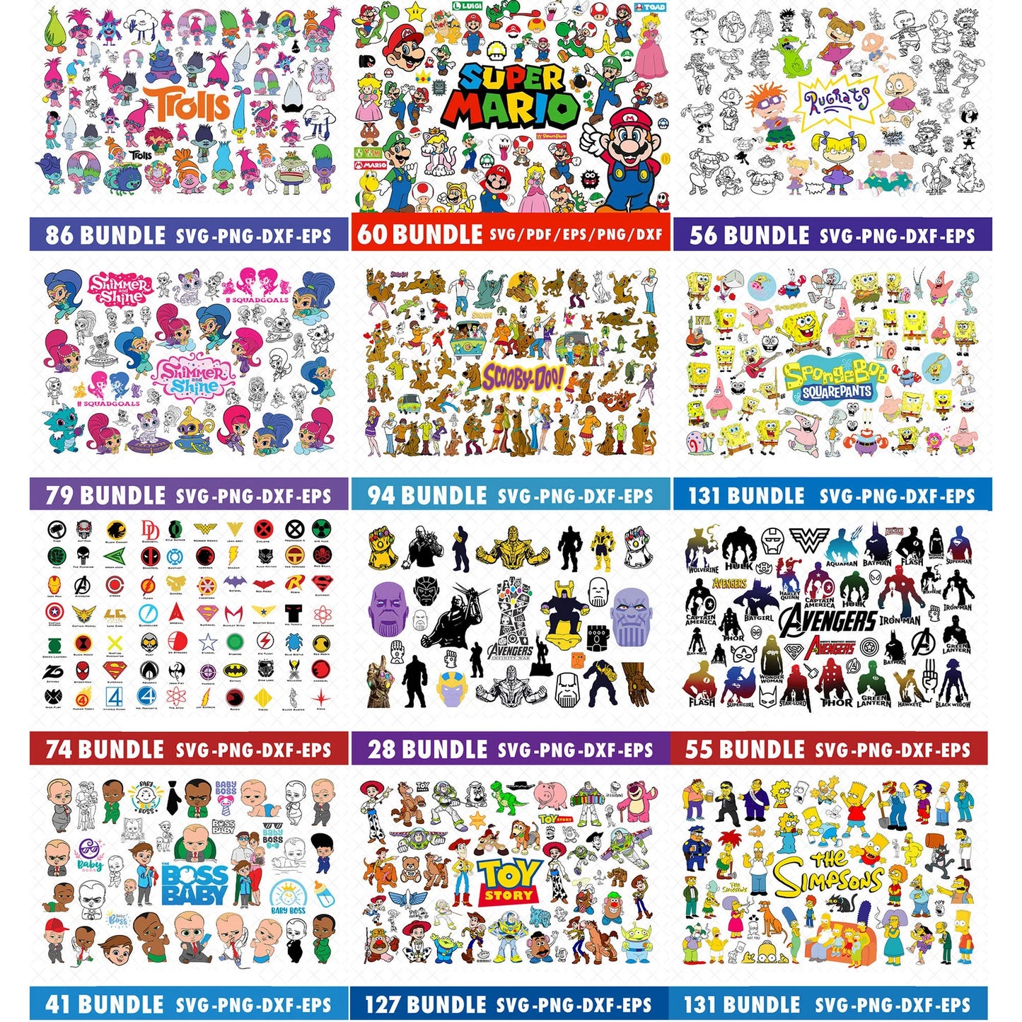 5000+ Design Disney Character Svg Png for Cricut or Sublimation
