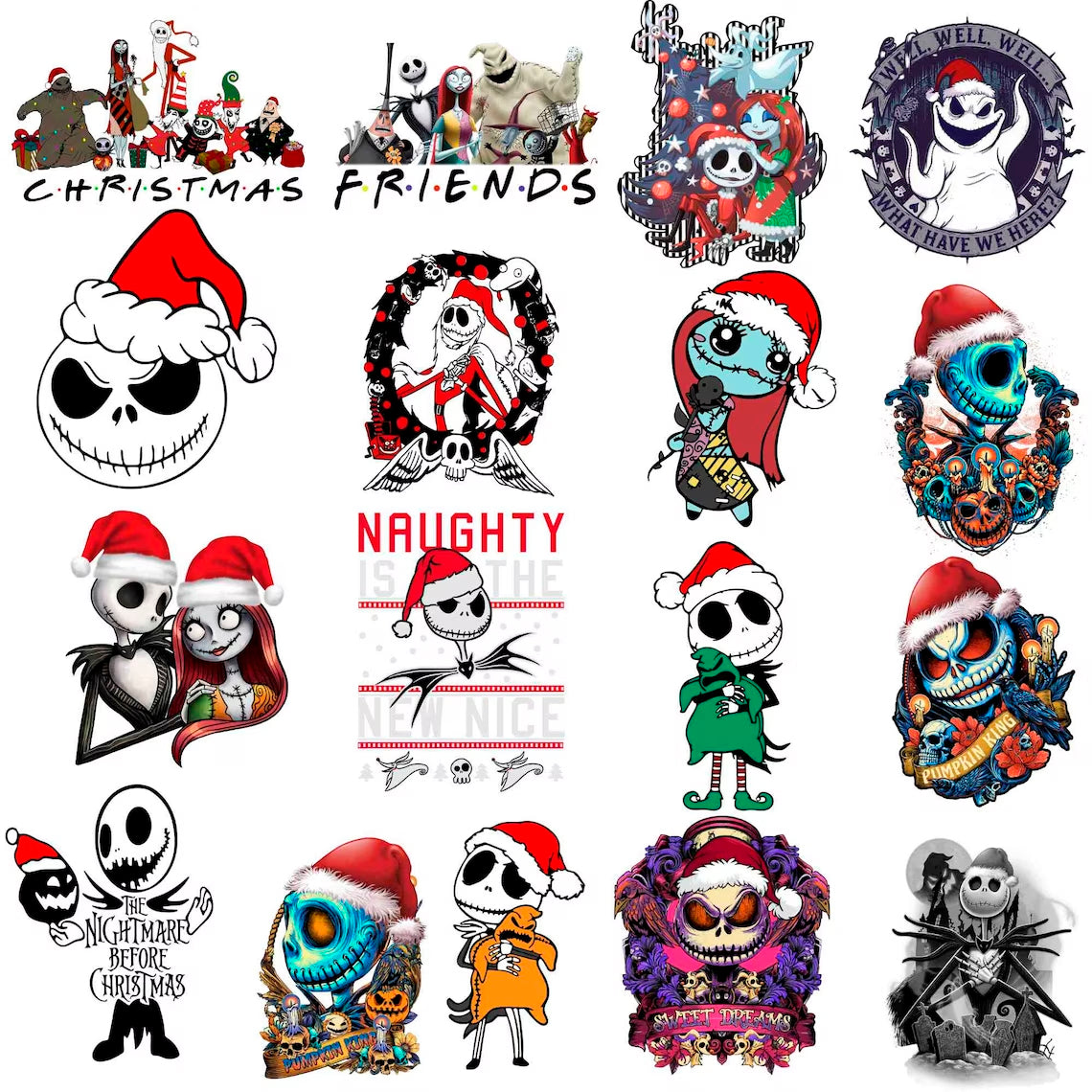 Nightmare Christmas Png Bundle, Jack Skellington Merry Xmas Png