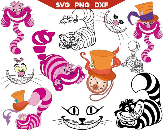 Cat Svg Pack | Alice Cat Cheshire Svg Pack | AlyzKids