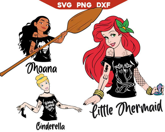 Ariel Punk Svg | Cinderella Punk Svg | Moana Punk Svg | AlyzKids
