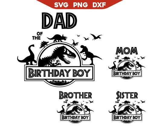 Birthday Dinosaur Boy Family Silhouette Svg Png