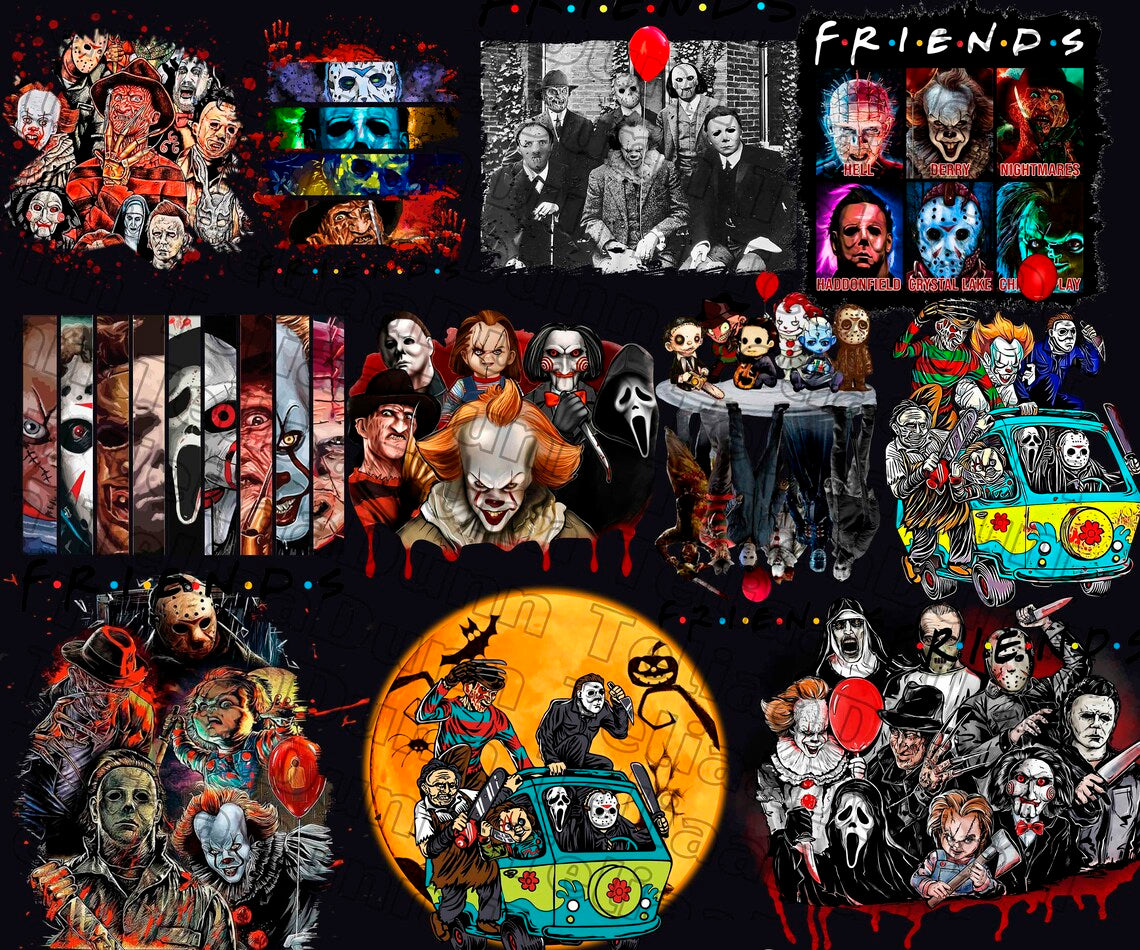 Bundle 70 Horror Movie Characters Png, Halloween Horror Friends Png