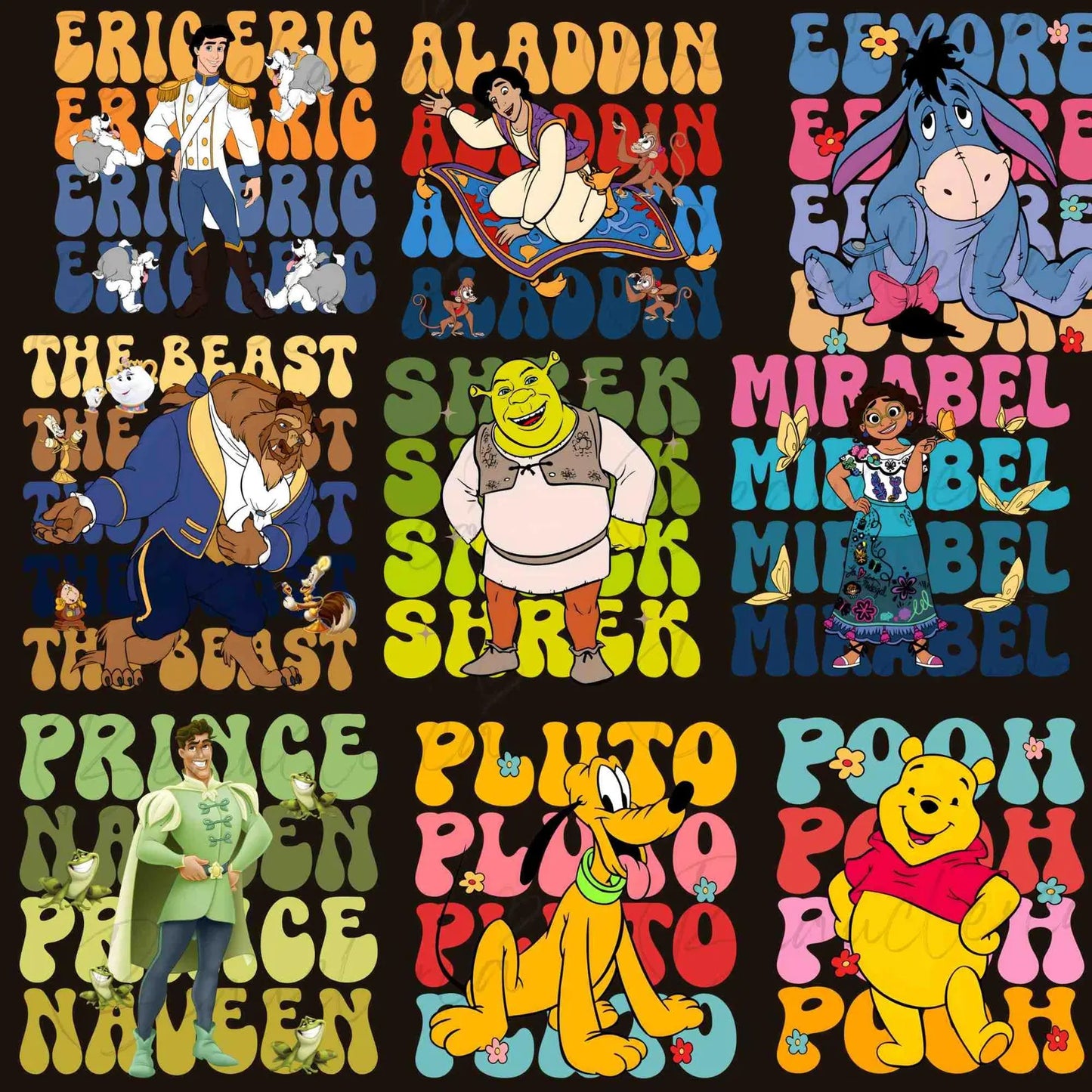 50+ Vintage Cartoon Characters Png Bundle, Family Vacation png