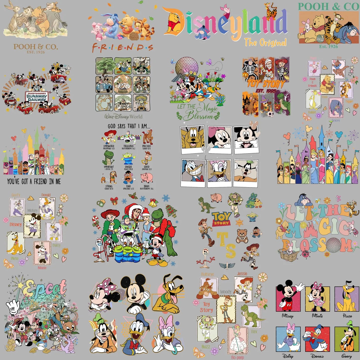 Bundle Disney Characters Png, Mickey and Friends Png