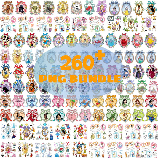 Bundle Disney Princess Coquette Bow Mirror Png, Vacation Trip Png
