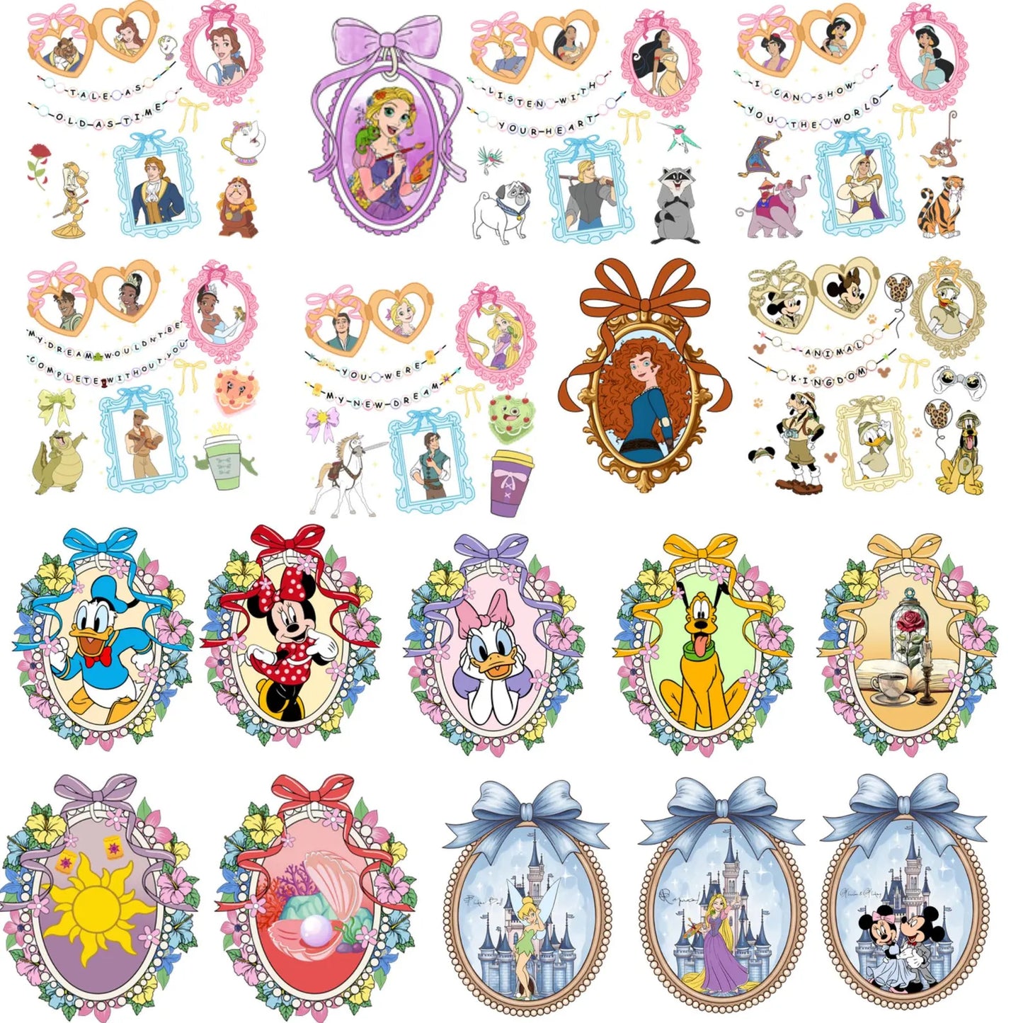 Bundle Disney Princess Coquette Bow Mirror Png, Vacation Trip Png