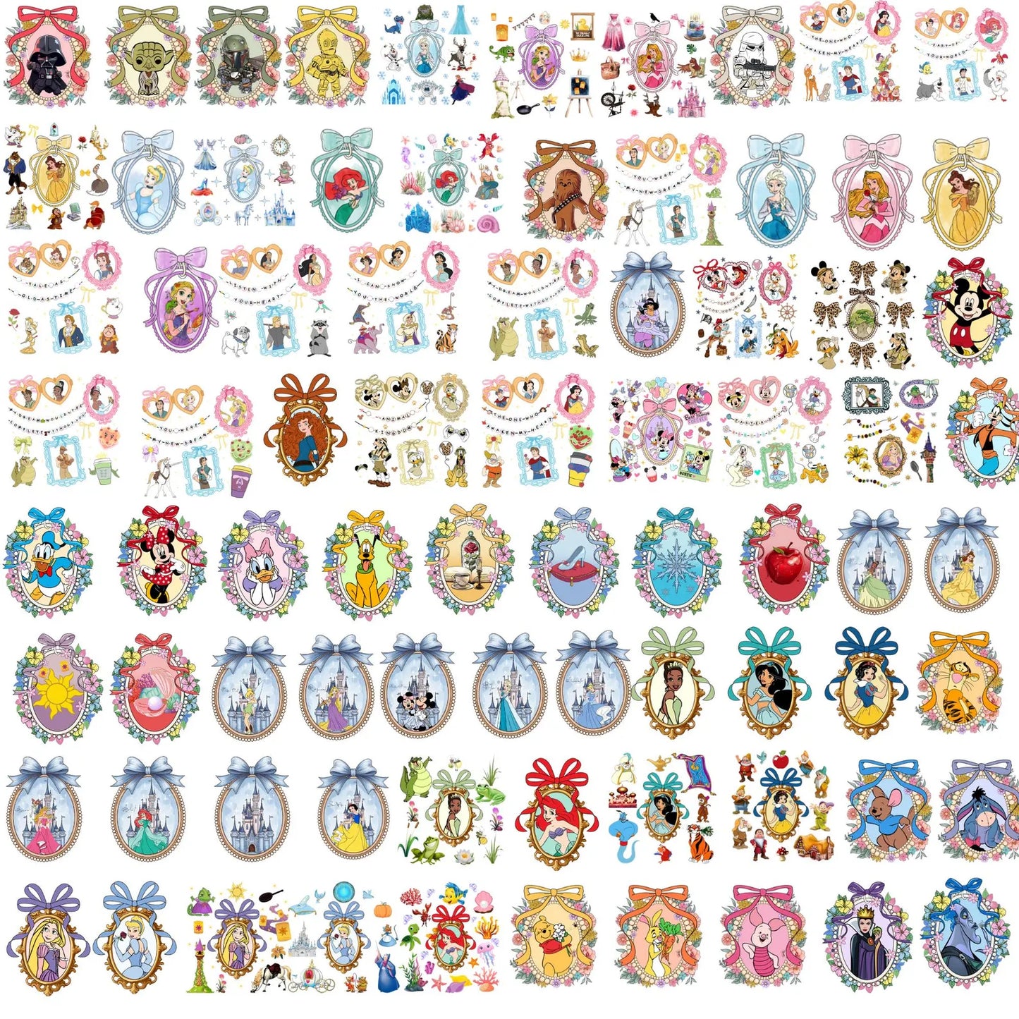 Bundle Disney Princess Coquette Bow Mirror Png, Vacation Trip Png
