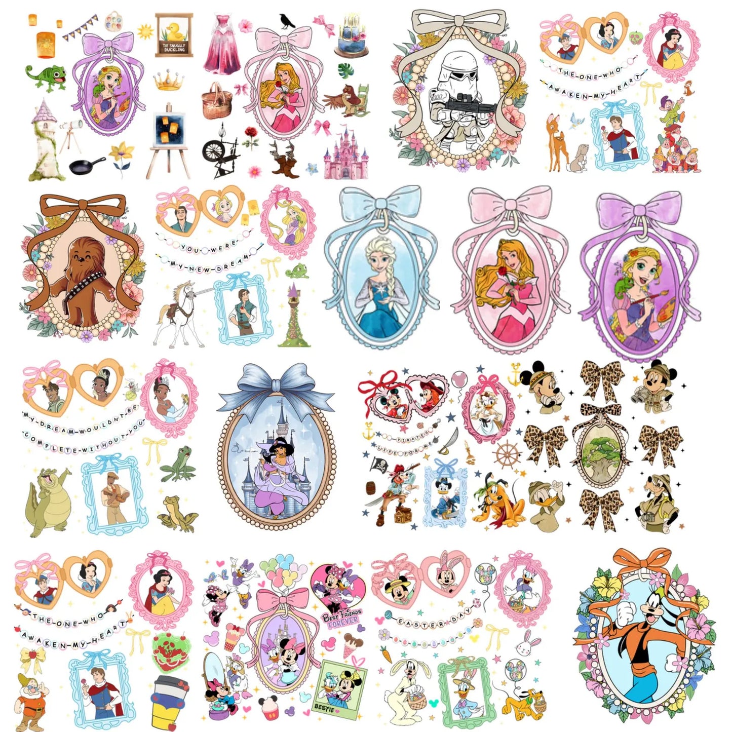 Bundle Disney Princess Coquette Bow Mirror Png, Vacation Trip Png