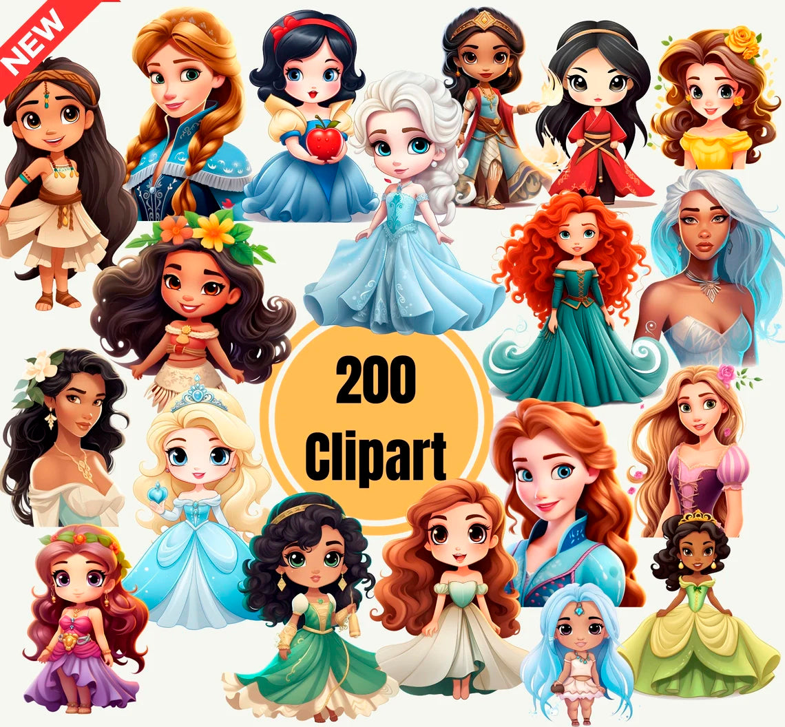 Bundle Disney Princess Png Clipart, Princess Png Sublimation