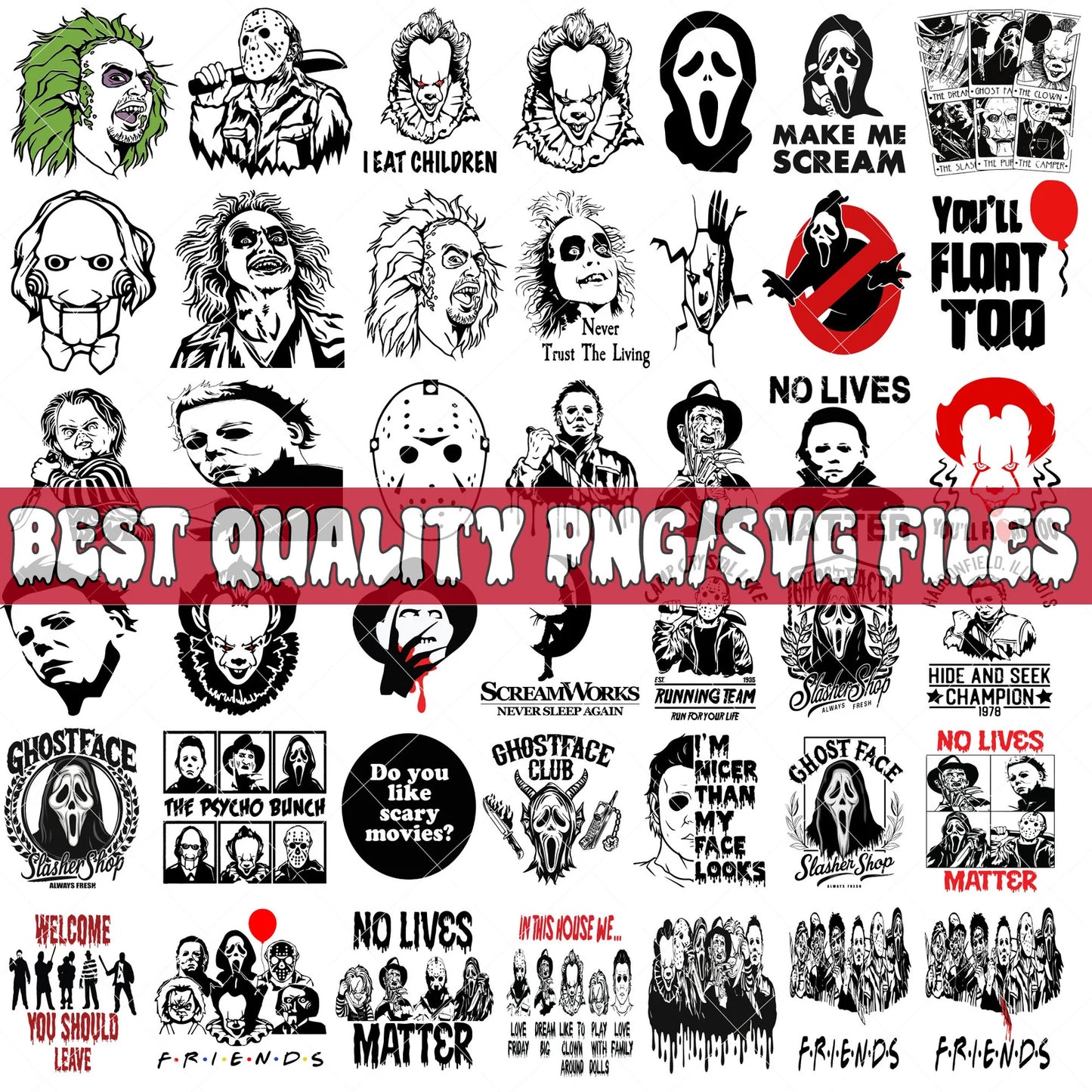 Halloween 1000+ Villains Bundle Png, Horror Movie Png Sublimation
