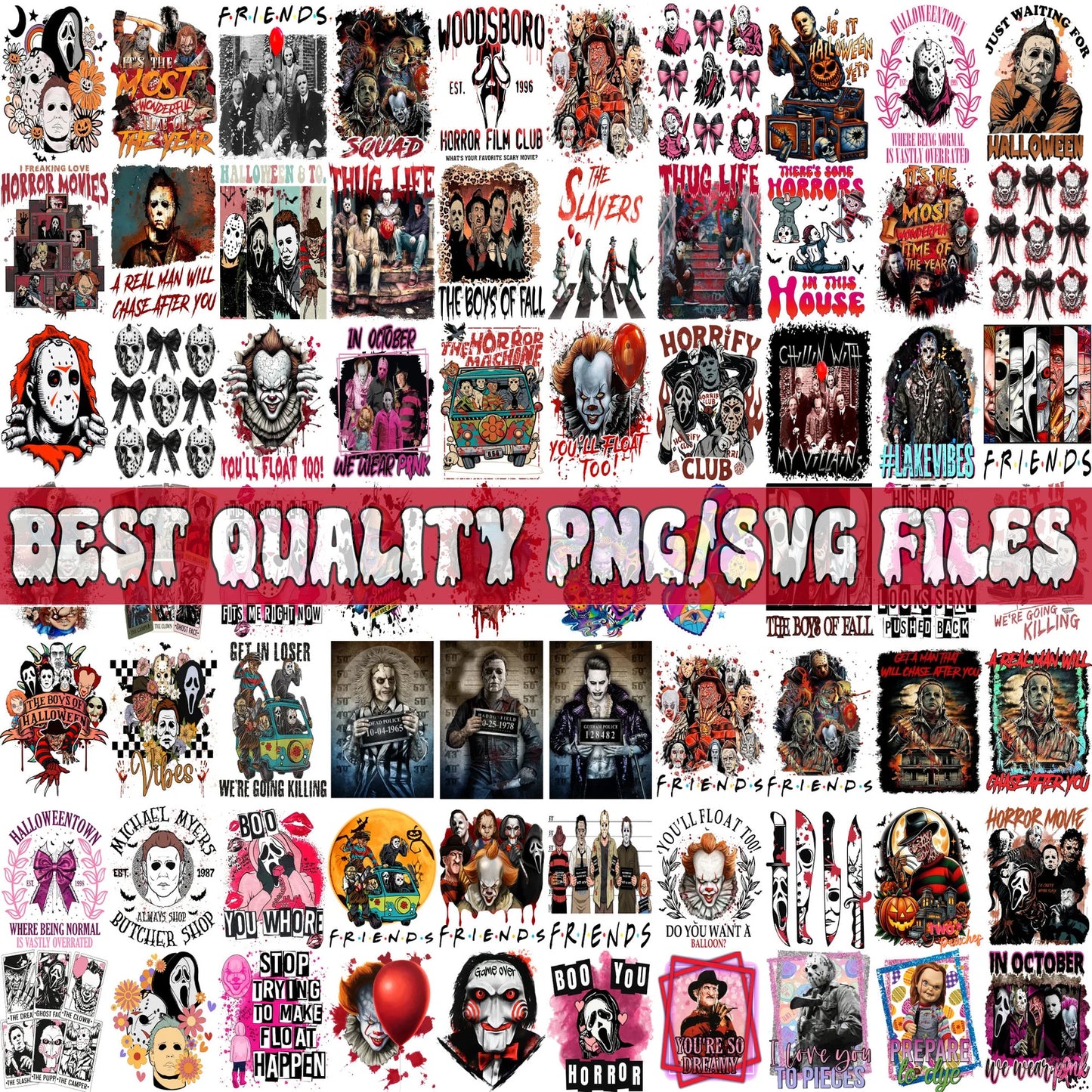 Halloween 1000+ Villains Bundle Png, Horror Movie Png Sublimation