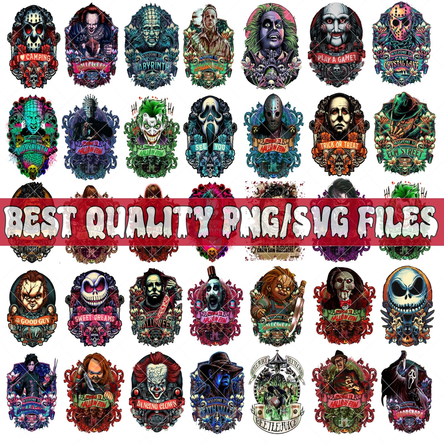Halloween 1000+ Villains Bundle Png, Horror Movie Png Sublimation