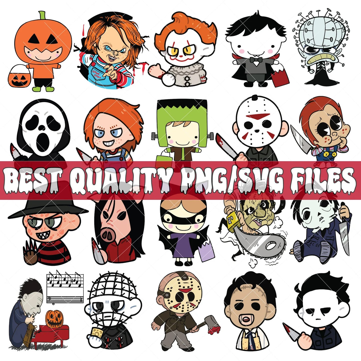 Halloween 1000+ Villains Bundle Png, Horror Movie Png Sublimation