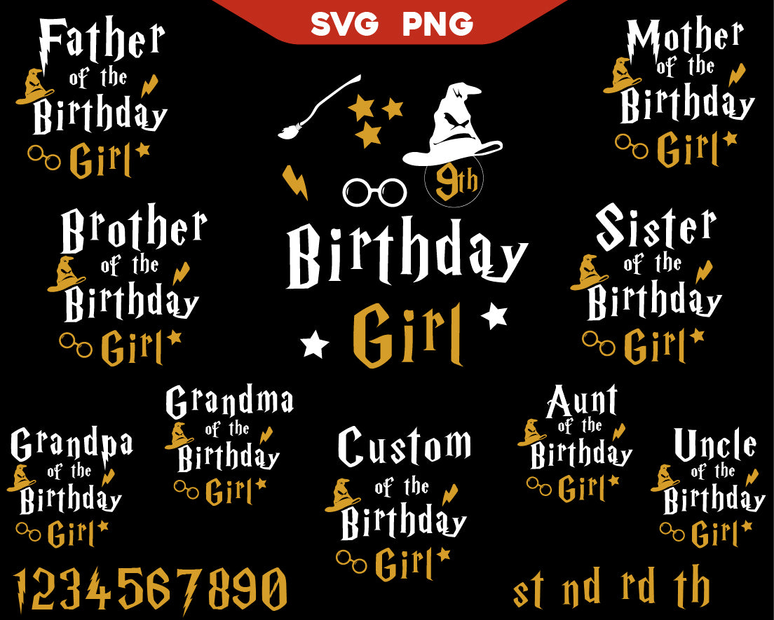 Bundle Harry Potter Birthday Girl Svg Png