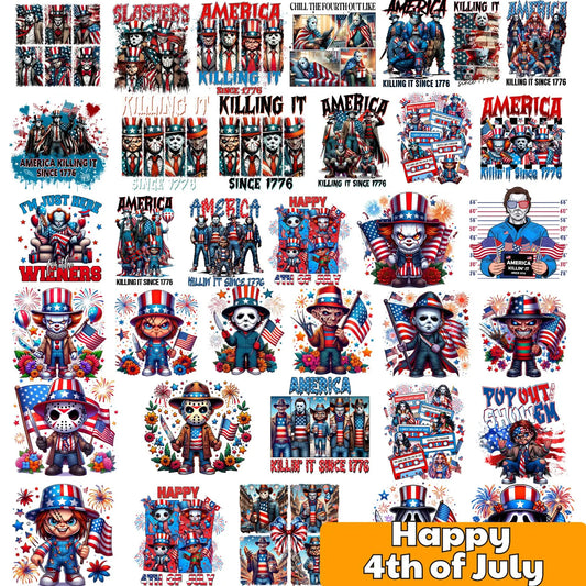 Bundle Horror Movie 4th Of July Png, America Memorial Day Png