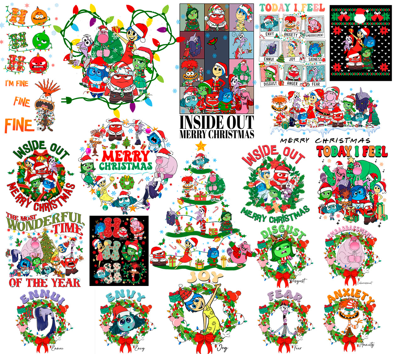 Bundle Inside Out 2 Christmas Png, Disney Christmas Png, Today I Feel Png, Emotions Friends Christmas Png (2)
