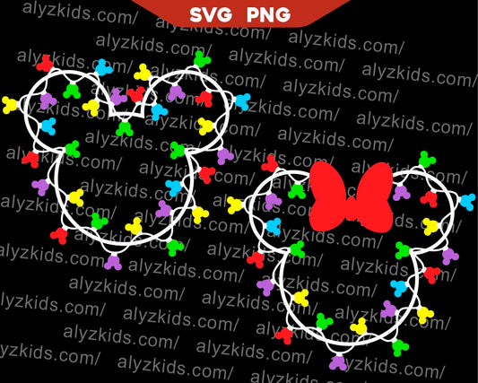 Bundle Mickey Christmas Lights Svg, Merry Christmas Svg Png
