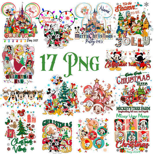 Bundle Mickey Friends Christmas Png, Disney Christmas Png