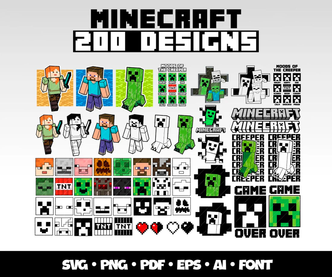 Bundle Minecraft Svg Png, Minecraft Gamer Svg Creeper Gaming – AlyzKids
