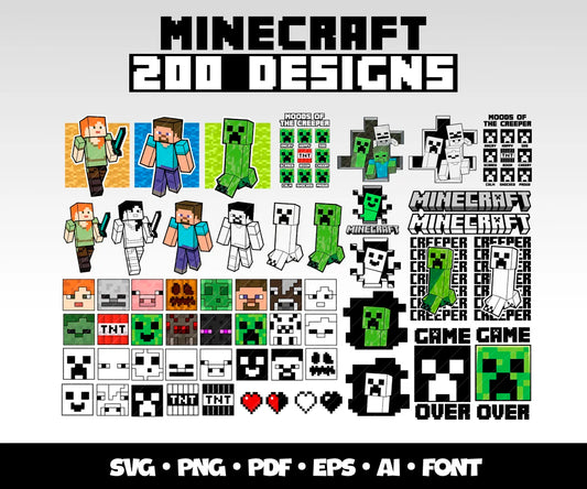 Bundle Minecraft Svg Png, Minecraft Gamer Svg, Creeper Gaming Svg