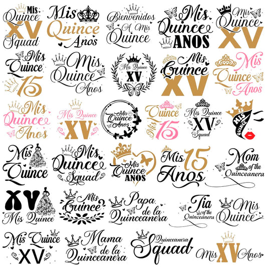Bundle Quinceañera Svg Png, Mis Quince Años Svg, 15 Años Svg
