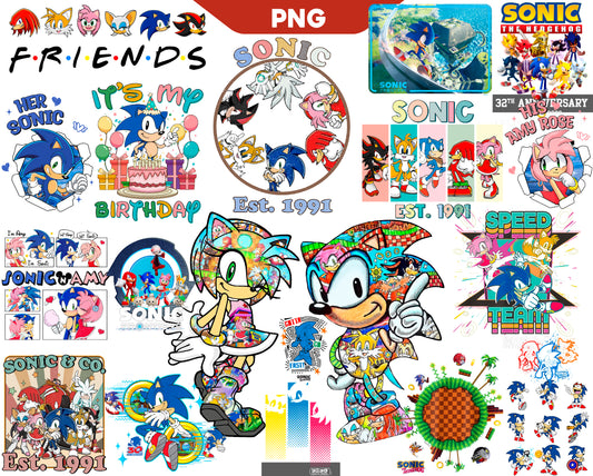Bundle Sonic The Hedgehog Png, Sonic Birthday Png, Vintage Sonic Png