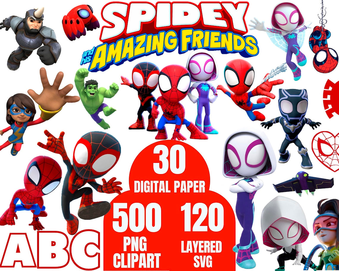 Bundle Spidey Png, Superhero Birthday Png, Spidey and his Amazing Friends Png Clipart