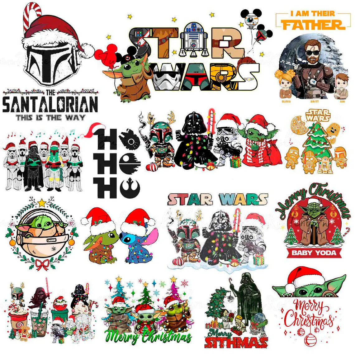 Bundle Star Wars Christmas Png, Disney Christmas Png, Baby Yoda Xmas Png (3)
