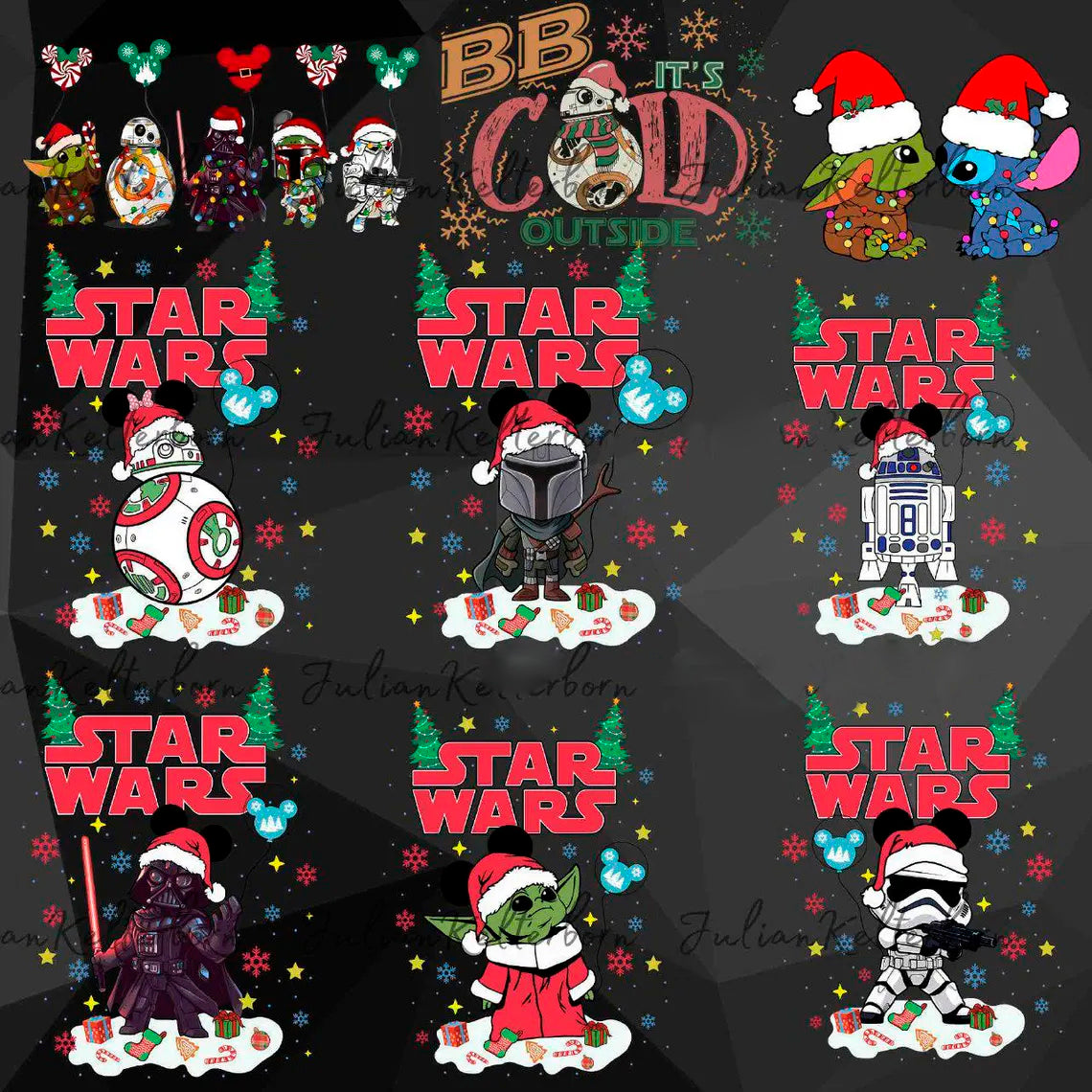 Bundle Star Wars Christmas Png, Disney Christmas Png, Baby Yoda Xmas Png (6)