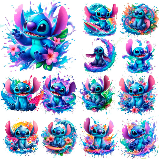 Bundle Stitch Splash Png, Stitch Watercolor Digital design Png
