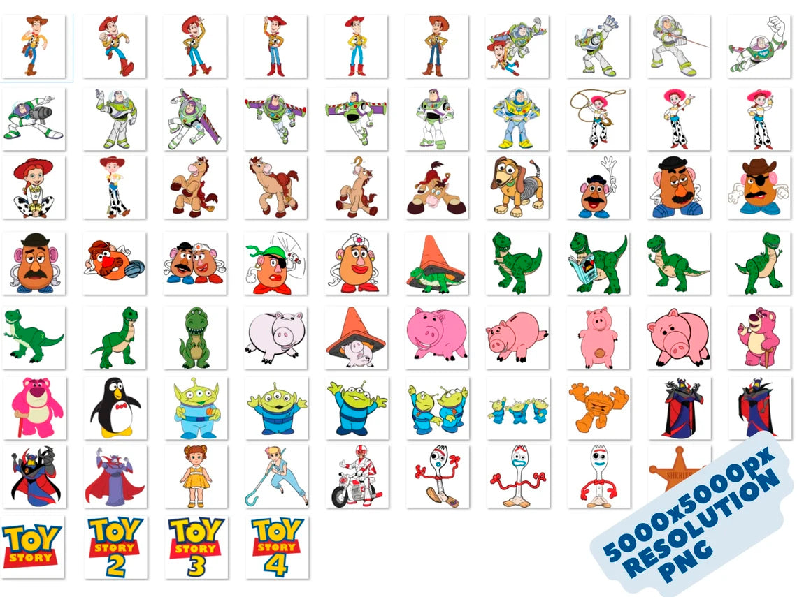 Toy Story Cliparts Png Bundle, Toy Story Cartoon Sublimation
