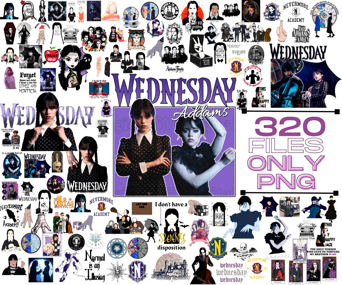 Bundle Wednesday Svg Png, Merlina Addams Svg, Addams Family Svg