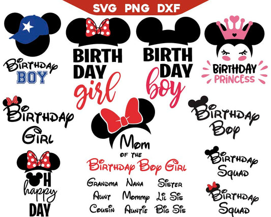 Cartoon Birthday Mouse svg Bundle
