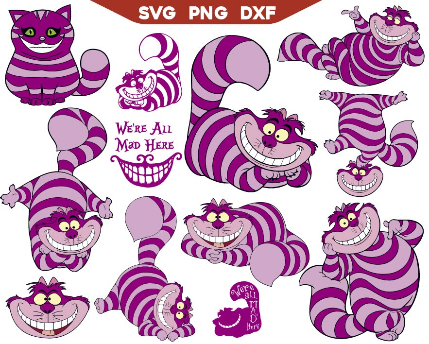 Cheshire Cat svg, Alice in Wonderland Svg