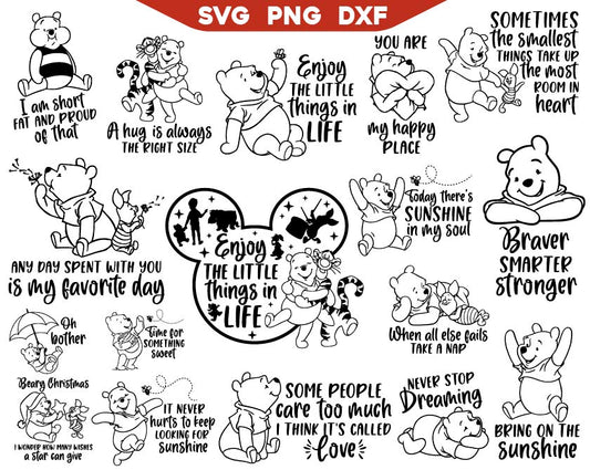 Cute Winnie The Pooh Quotes Svg Bundle