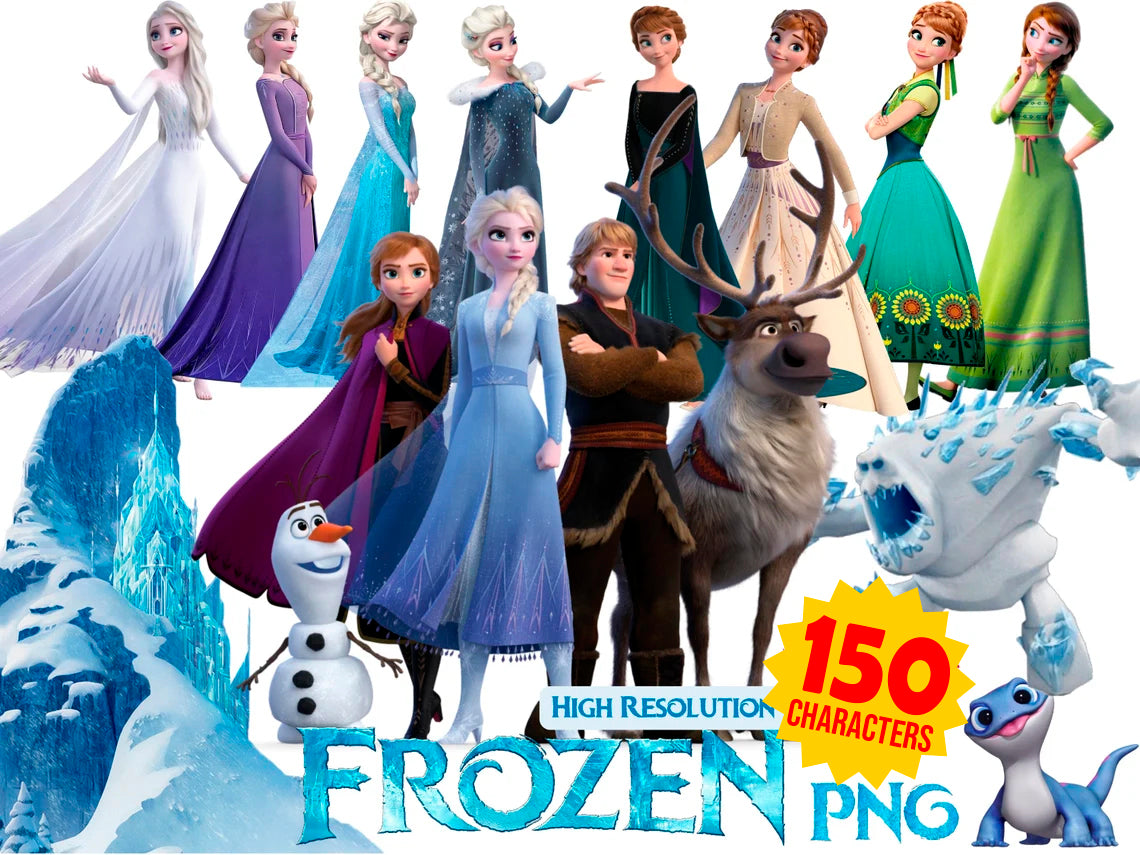 Design Disney Frozen PNG Bundle, Frozen PNG Cartoon for Sublimation, Frozen Movie Themed Clip Arts (1)