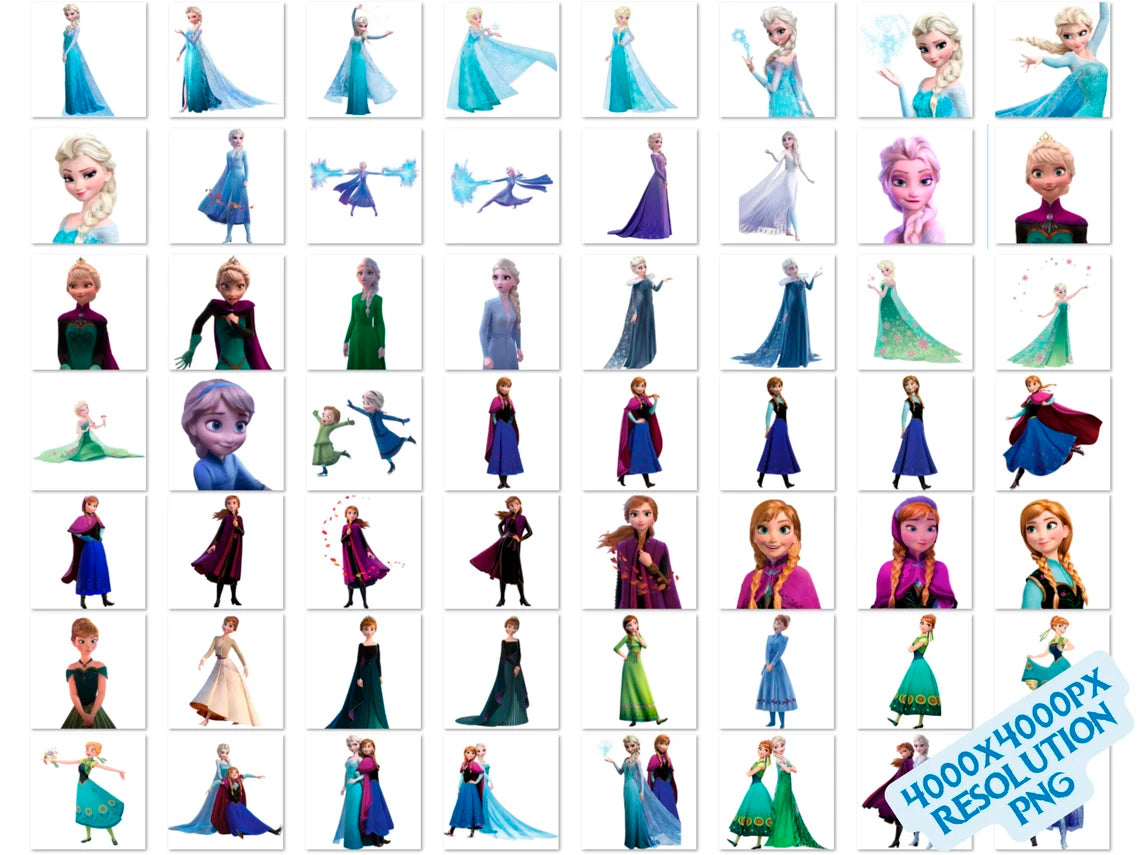 Bundle Disney Frozen PNG, Frozen Png Cliparts for Sublimation