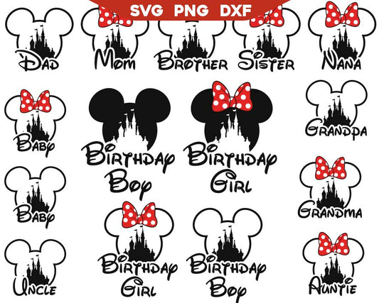 Design Mickey Birthday Svg, Minnie Birthday Svg Png