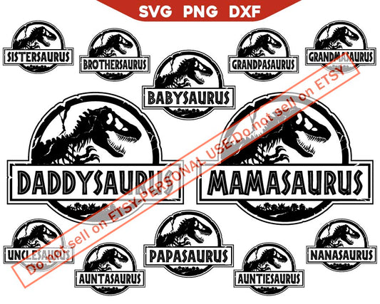 Dino Rex Papasaurus Svg, Mamasaurus Family Svg Bundle