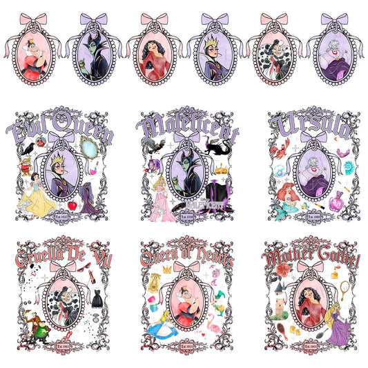 Disney Bad Girls Png Bundle, Disney Villain Princess Coquette Png, Disney Family Vacation Png