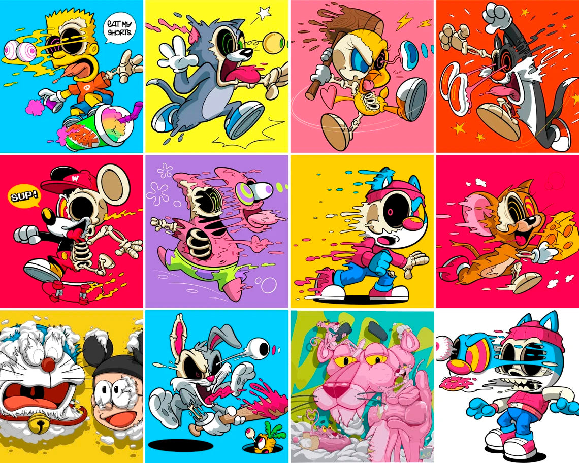 Disney Cartoon Design Png Bundle T-Shirt Sublimation, Spongebob Png, Mickey Fashion Png, Simpson Png (3)