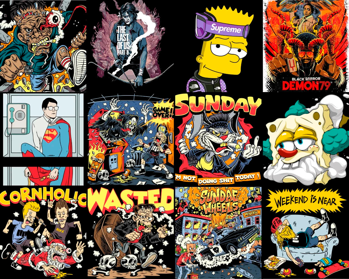 Disney Cartoon Design Png Bundle T-Shirt Sublimation, Spongebob Png, Mickey Fashion Png, Simpson Png (4)