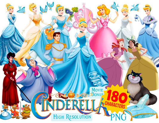 Disney Cinderella Png Bundle, Cinderella Cartoon Sublimation, Cinderella Princess Png (1)