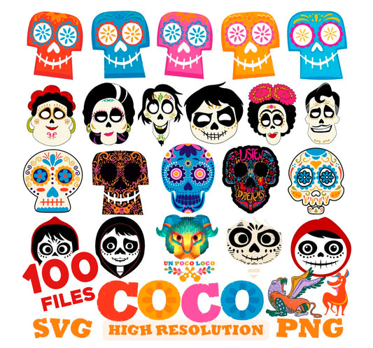 Disney Coco Icons Png Svg Bundle, Coco for Sublimation Pack (1)