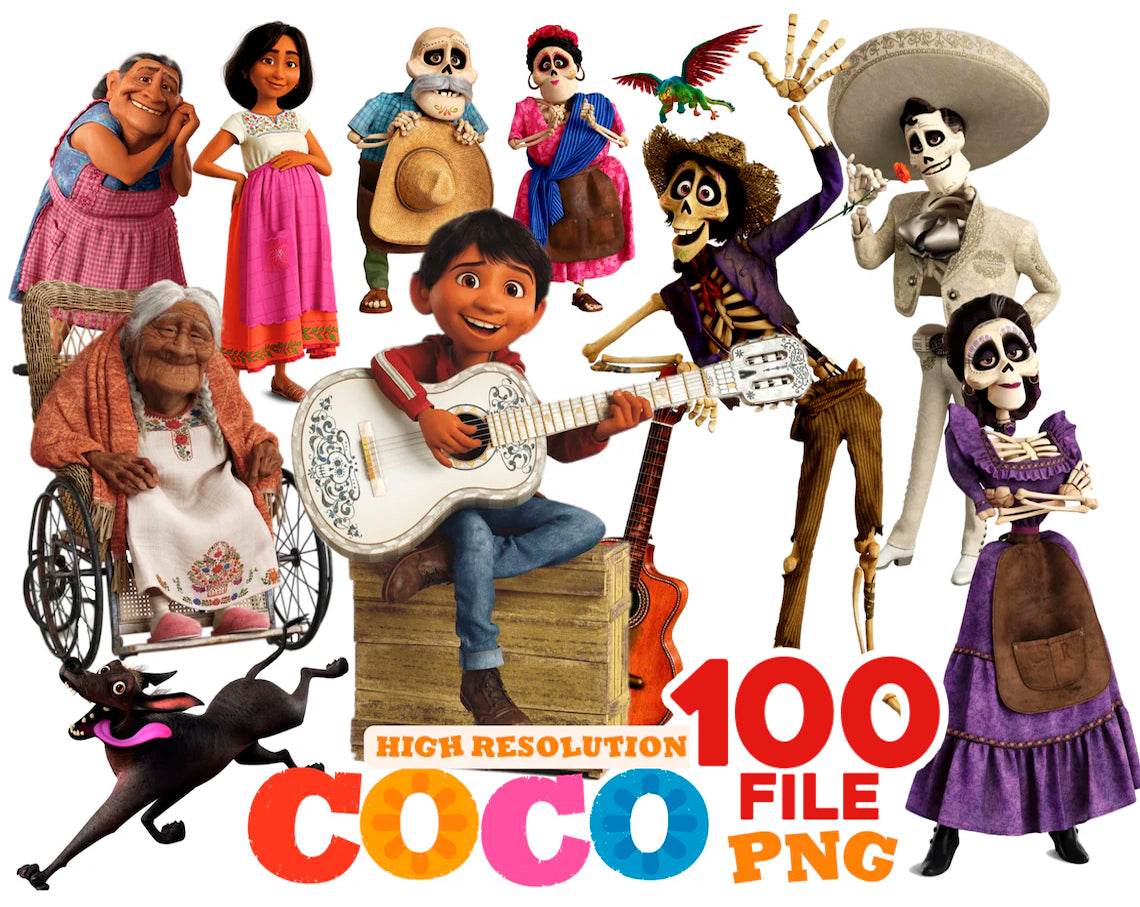 Disney Coco Png Svg Bundle, Pixar Coco Characters Sublimation, Coco Png Collection Images (1)