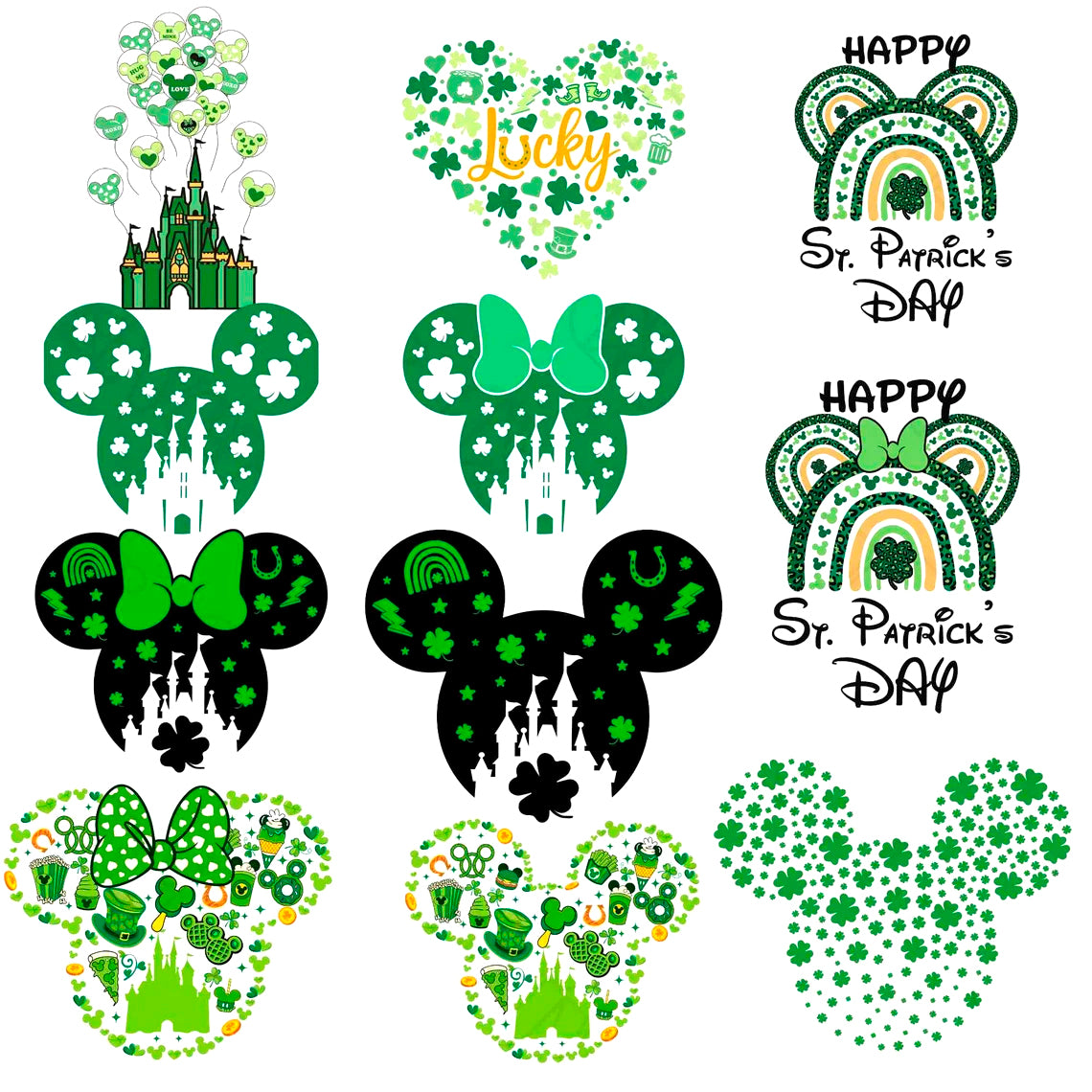 Disney St. Patrick Day Png Bundle, Mickey Friends Patrick Day Png