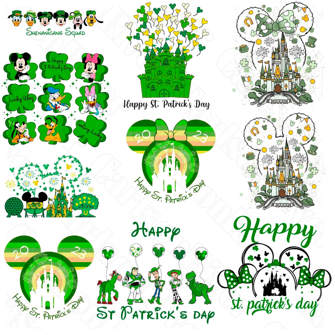 Disney St. Patrick Day Png Bundle, Mickey Friends Patrick Day Png