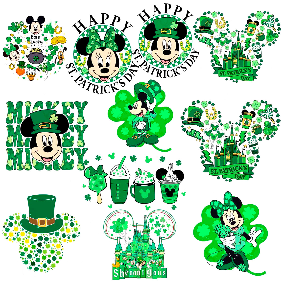 Disney St. Patrick Day Png Bundle, Mickey Friends Patrick Day Png