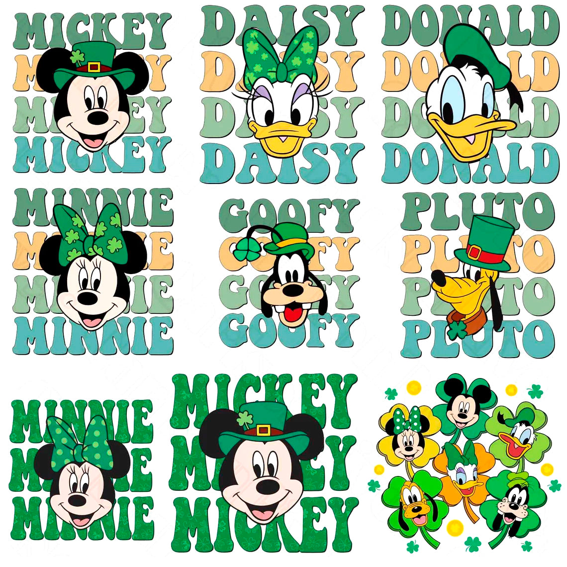 Disney St. Patrick Day Png Bundle, Mickey Friends Patrick Day Png
