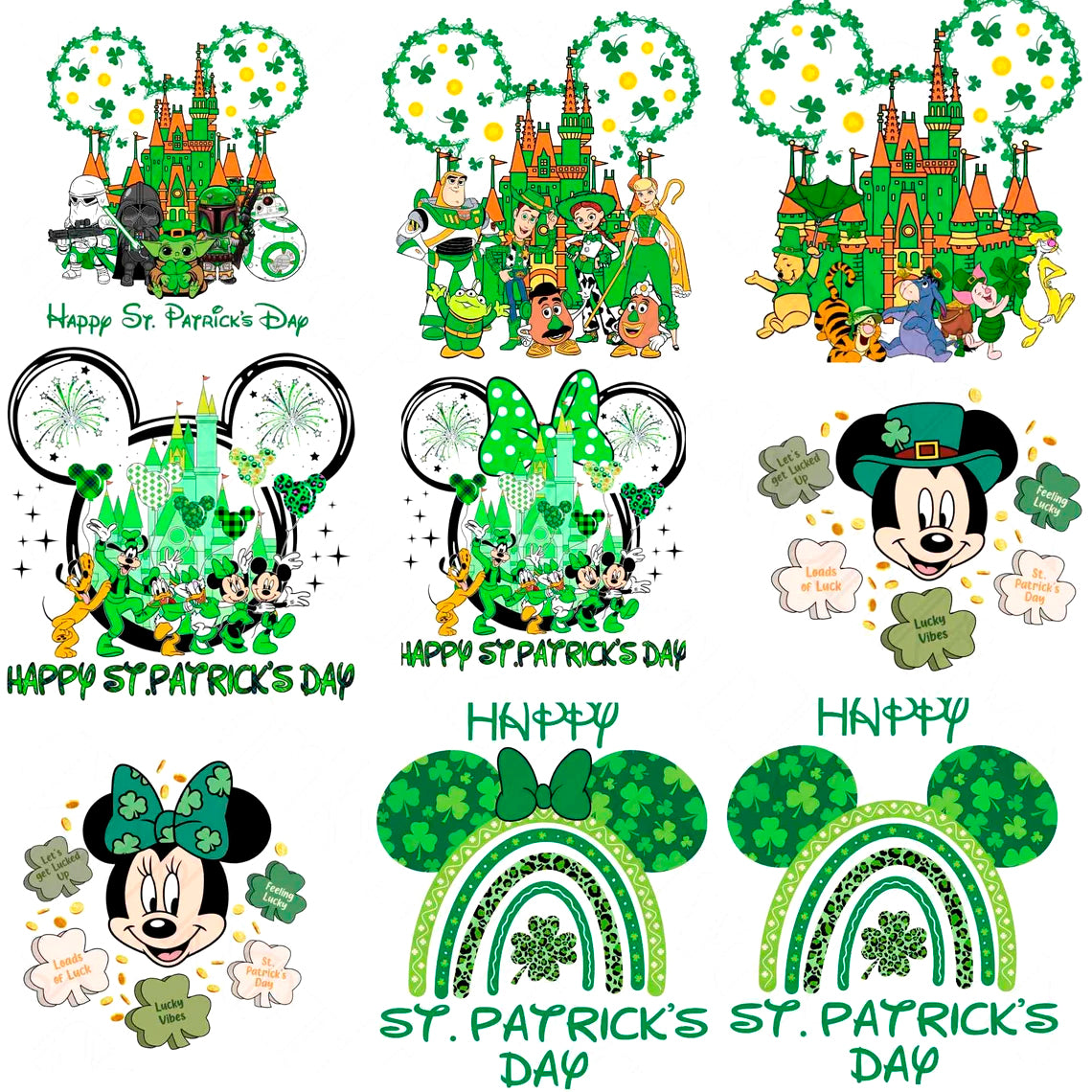 Disney St. Patrick Day Png Bundle, Mickey Friends Patrick Day Png